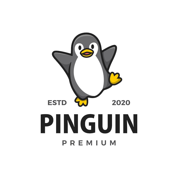 Bonito pequeno pinguin cartoon logotipo icon ilustração