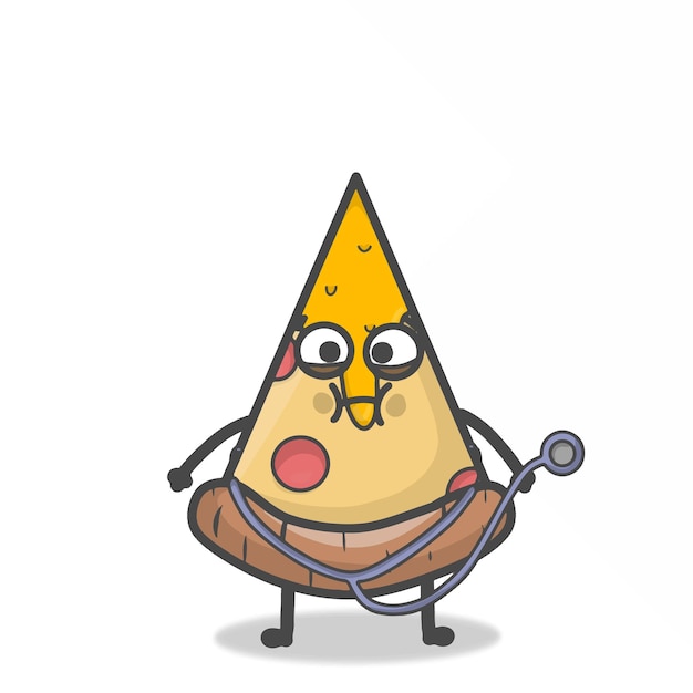 Bonito pizza personagem mascote desenhos animados plano emoticon vector design ilustração