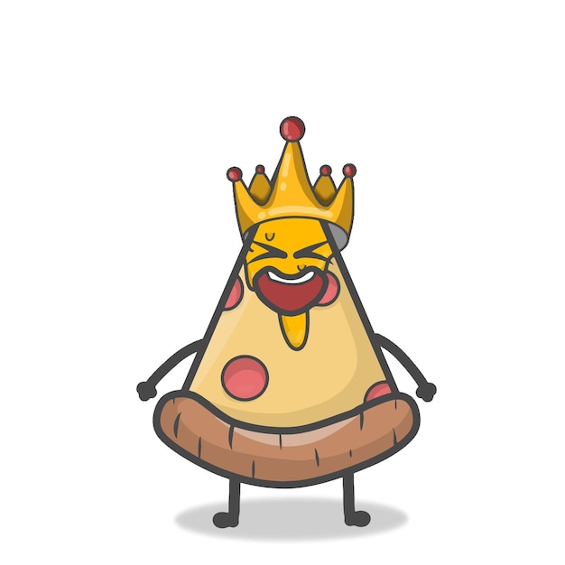 Bonito pizza personagem mascote desenhos animados plano emoticon vector design ilustração