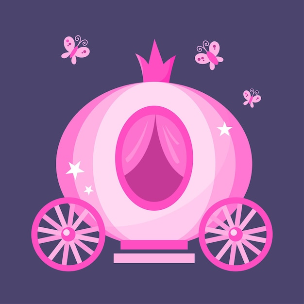 Bonito rosa princesa vector carruagem ilustração clip-art.