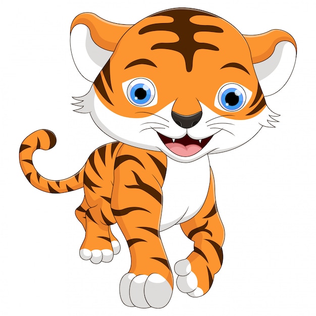 Bonito um desenho de tigre de bebê está sorrindo