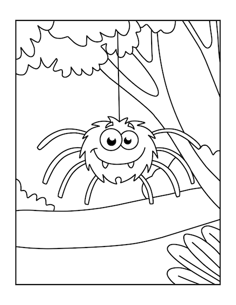 Bonitos desenhos de aranha para colorir para crianças