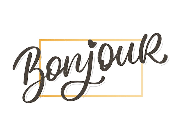 Vetor bonjour paris frase vector lettering caligrafia pincel lousa