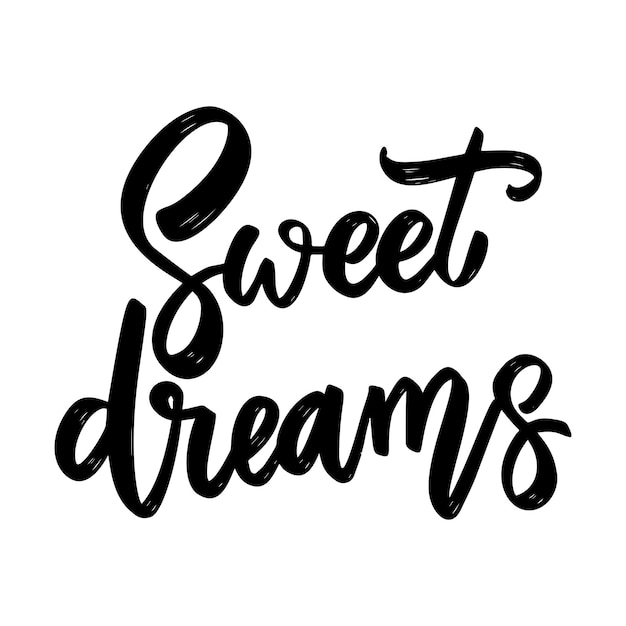 Bons sonhos, frase de letras no fundo branco, elemento de design para sinal de banner de cartão de cartaz, ilustração vetorial