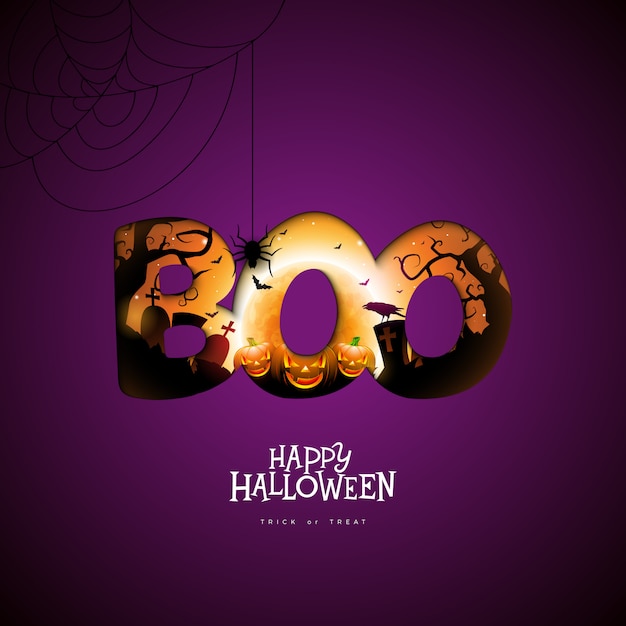 Boo, design feliz de halloween