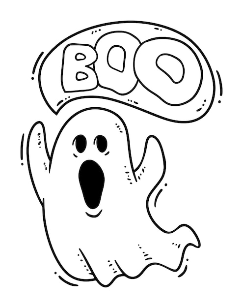 Vetor boo ghost coloring page