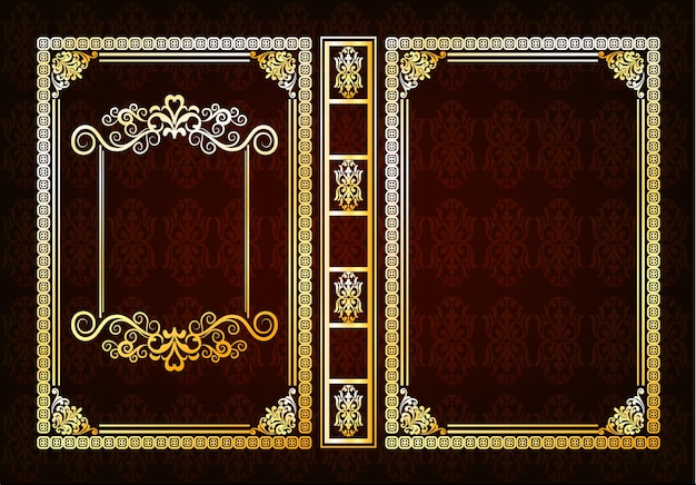 Book_decorative_template_classical_frame_dark_brown