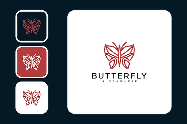 Borboleta com design de logotipo de estilo de linha