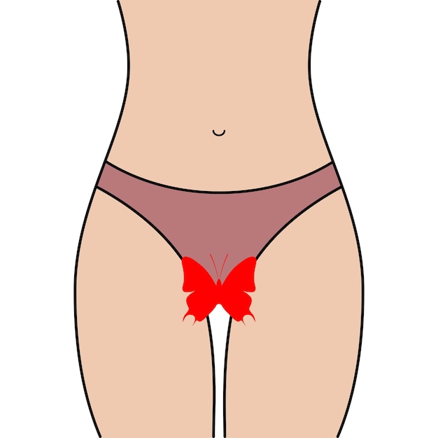 Vetor borboleta da menstruação do corpo da mulher