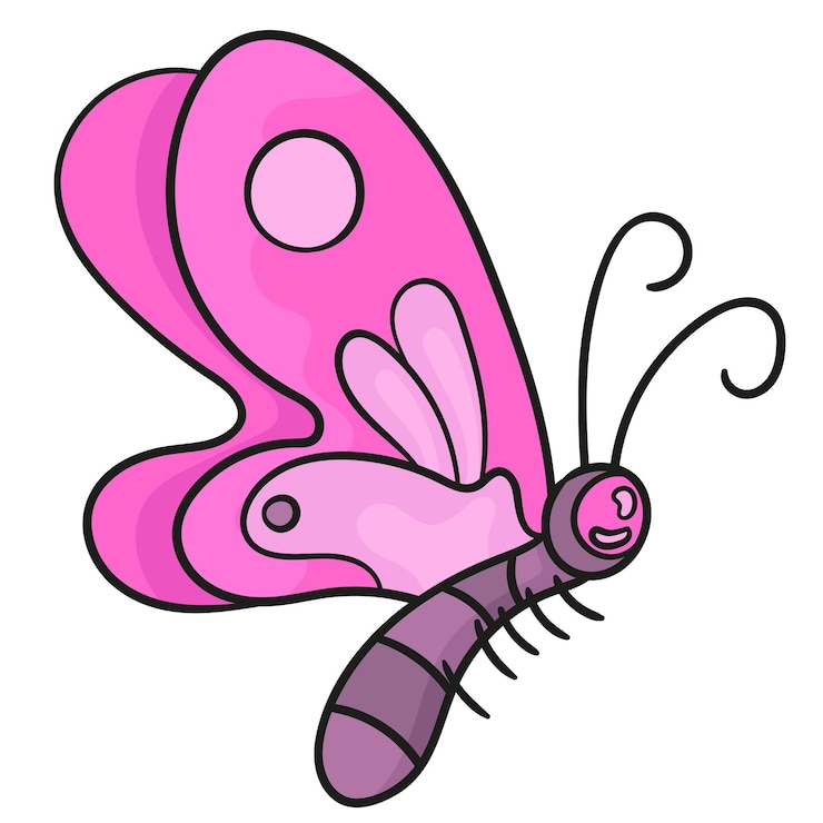 Vetor borboleta de inseto com uma cor bonita. emoticon de adesivo de ilustração de desenho animado