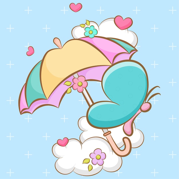 Borboleta fofa e guarda-chuva fofo