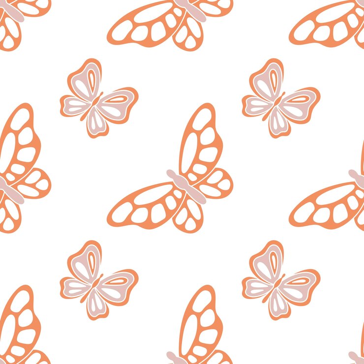 Vetor borboleta groovy de verão hippie retrô. padrão sem emenda de vetor boho natural cores retrô borboletas