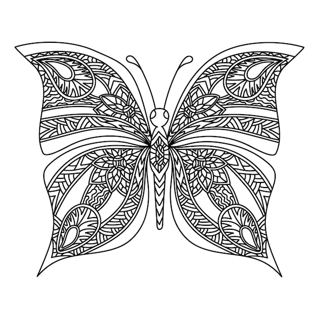 Borboleta para colorir no estilo zentangle