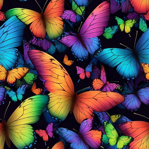 Borboleta sem costura padrão bonito borboletas coloridas lindos insetos retro primavera abstrato