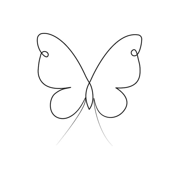 Vetor borboleta única contínua uma linha de desenho de arte vetorial de linha e desenho de tatuagem