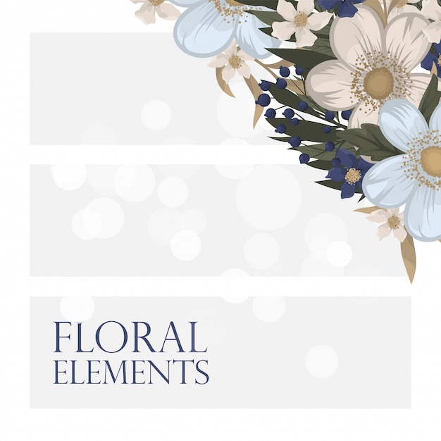 Borda de desenhos de flores - flores azuis claras