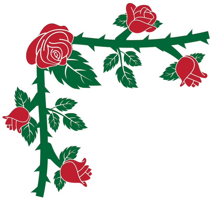 Vetor borda de esquina de rosas 02