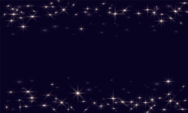 Borda de glitter dourado vetorial com brilhos fundo azul profundo com pó mágico brilha borda de efeito de luz para capa de histórias fundo papel de parede web design cartaz de modelo de banner de história