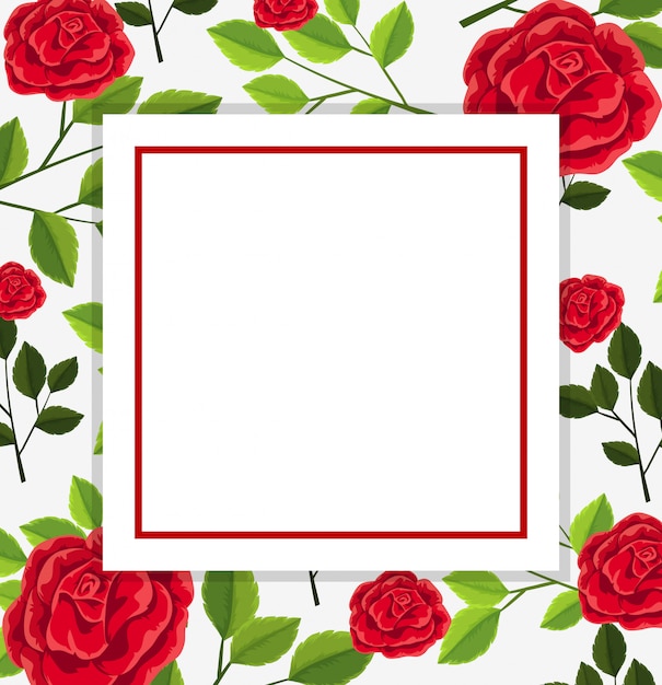 Vetor borda de quadro de flor vermelha