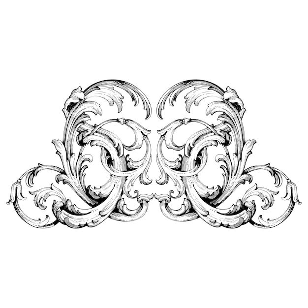 Vetor borda e moldura em estilo barroco. elementos de ornamento para seu projeto. cor preto e branco. decoração de gravura floral
