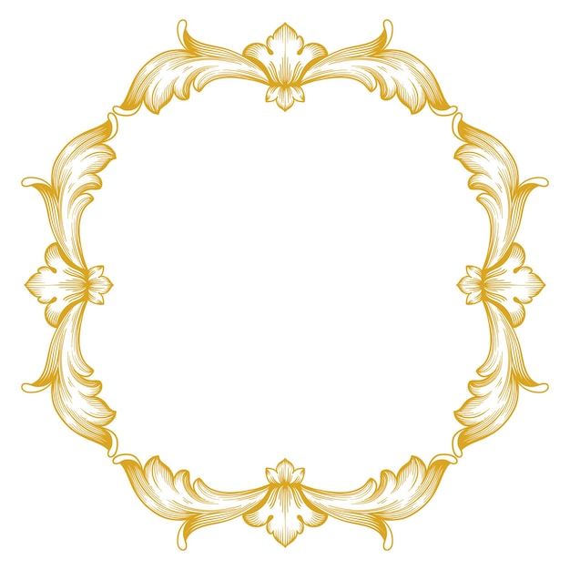 Borda e moldura em ouro com estilo barroco. Elementos de ornamento