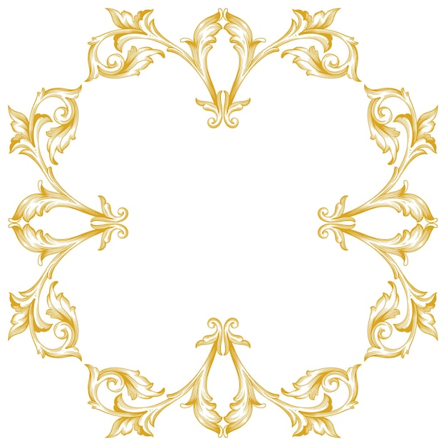 Borda e moldura em ouro com estilo barroco. Elementos de ornamento