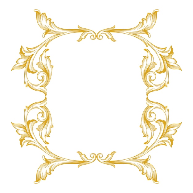 Borda e moldura em ouro com estilo barroco. Elementos de ornamento
