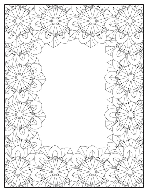 Borda floral, moldura de design de borda, design de borda de flor. design de borda fácil, design de borda de página.