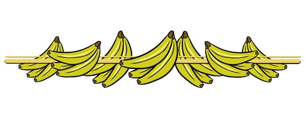 Borda horizontal de frutas de banana madura amarela brilhante desenho vetorial