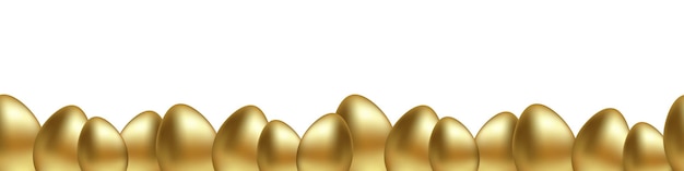 Borda inferior do ovo de Páscoa de ouro no banner de fundo branco