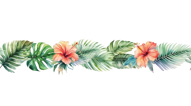 Borda tropical com folhas para cartazes de convites e cartões Modelo de vetor de borda de folha sem costura