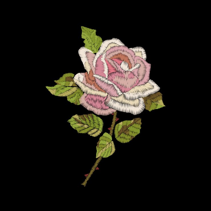 Bordado de rosas isolado