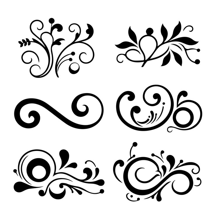 Vetor bordas decorativas ornamentos caligráficos flores ornamentais molduras de flores