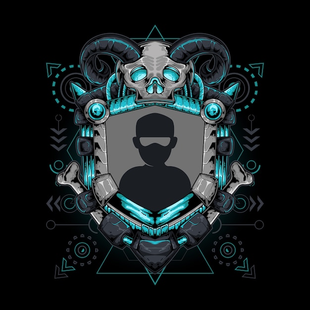 Border Avatar com caveira com chifres de geometria sagrada