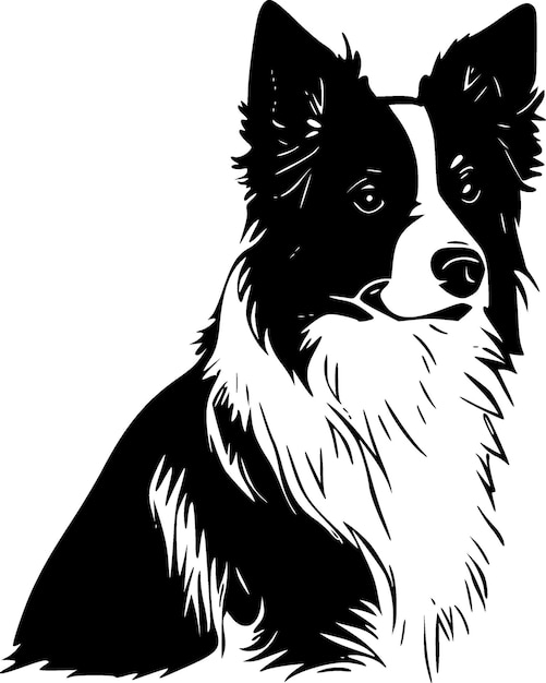 Border collie minimalista e simples ilustração vetorial de silhueta