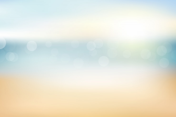 Vetor borre a praia e lixe o fundo abstrato com luz do sol do bokeh para o verão.