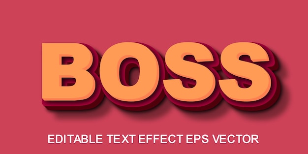 Vetor boss vermelho cor editável efeito de texto 3d vetor eps