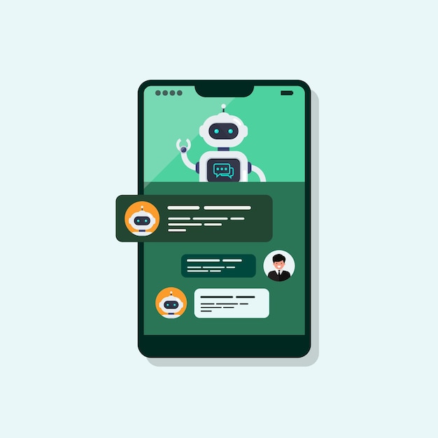 Vetor bot de bate-papo smart ai na tela do smartphone