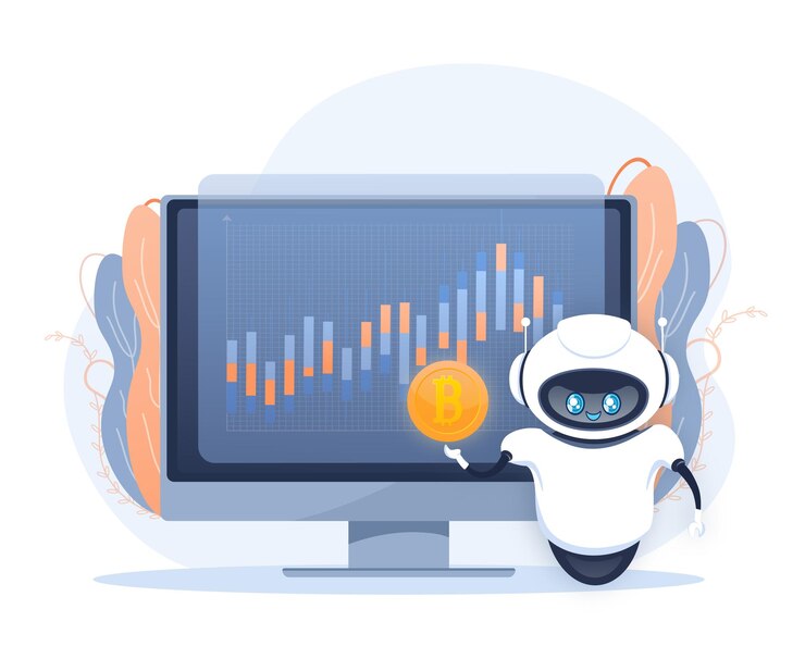 Vetor bot de negociação conceito de negociação de ações inteligência artificial abstrato