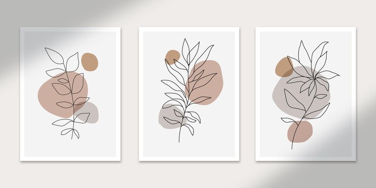 botânico abstrato pôsteres arte formas desenhadas à mão cobre conjunto de coleção para decoração de impressão de parede
