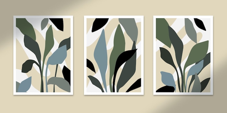 botânico abstrato pôsteres arte formas desenhadas à mão cobre conjunto de coleção para decoração de impressão de parede