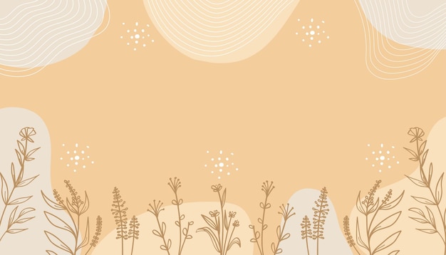 Botânico Banner fundo em tons castanhos desenho floral desenhado à mão