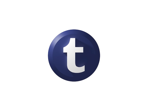 Botão 3D Ícone Logotipo do Tumblr