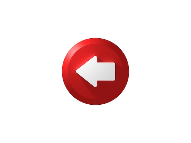 Botão 3d ícone ponteiro esquerdo