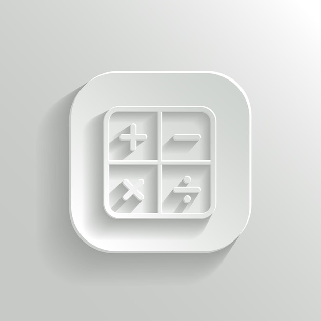 Botão branco do app do vetor ícone da calculadora