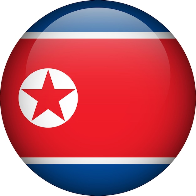 Vetor botão de bandeira da coreia do norte emblema do símbolo da bandeira do vetor da coreia do norte cores e proporções corretas