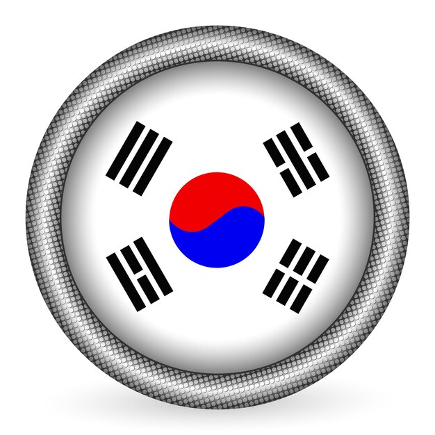 Vetor botão de bandeira da coreia do sul