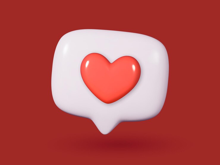 Botão de chat de ícone 3D com coração vermelho Perfeito para projetos com temas de amor