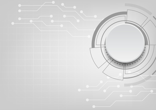 Vetor botão de círculo digital com linhas de circuito