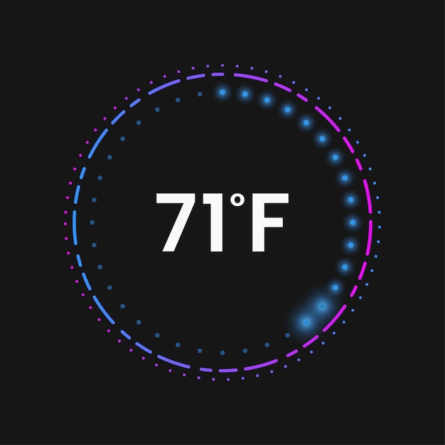 Botão de controle climático do regulador de termostato com barra de progresso UI ilustração vetorial do painel de temperatura